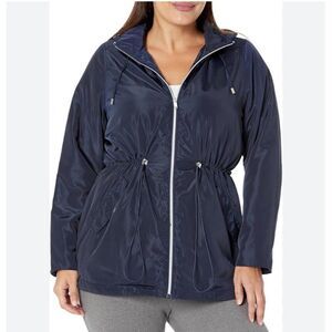 Catherines Women Navy Hooded Windbreaker Size 1X